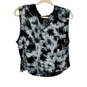JoyLab Black and Gray Tie-Dye Sleeveless Shirt Size Medium